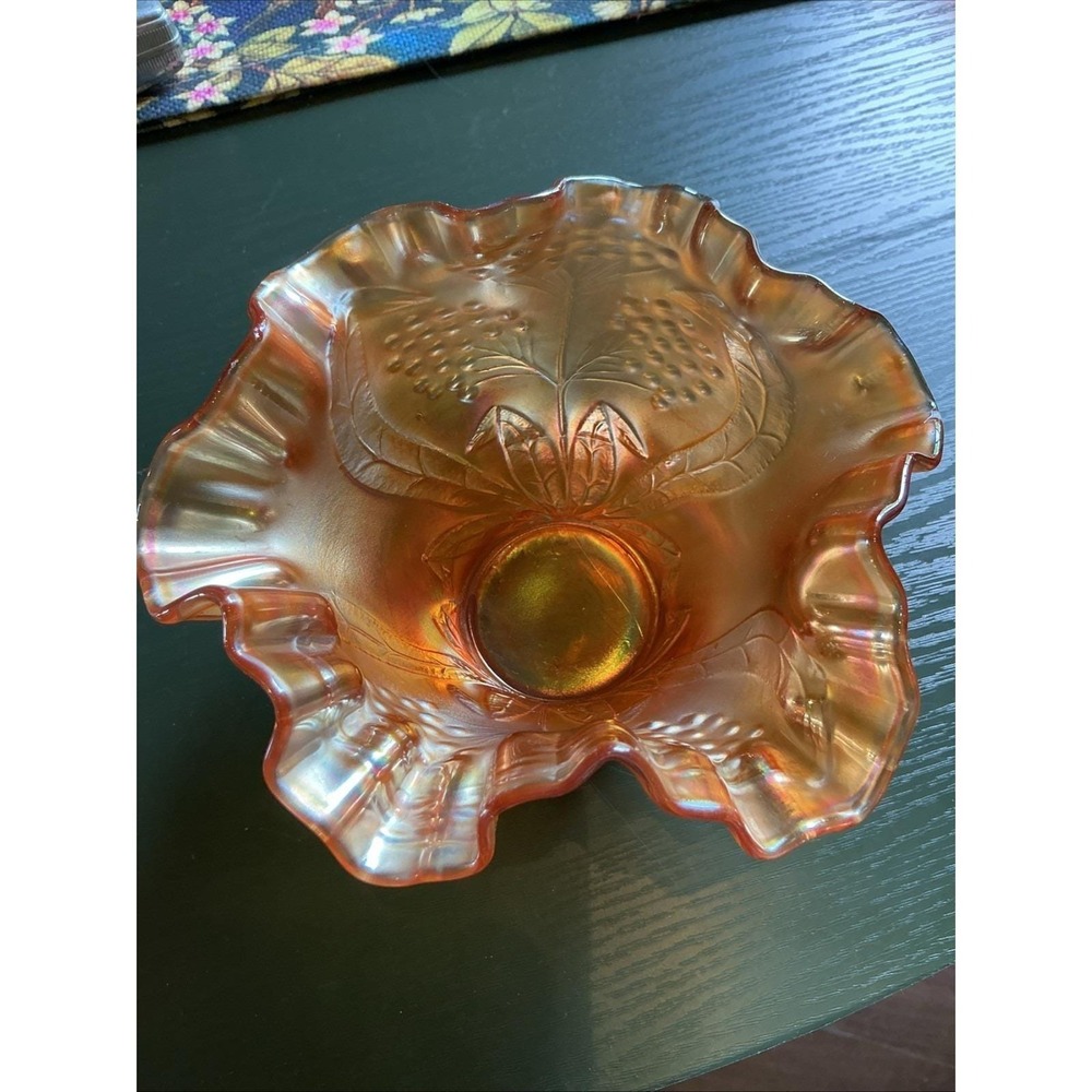 Fenton Marigold Carnival Glass -Flowering Dill- Hat Vase